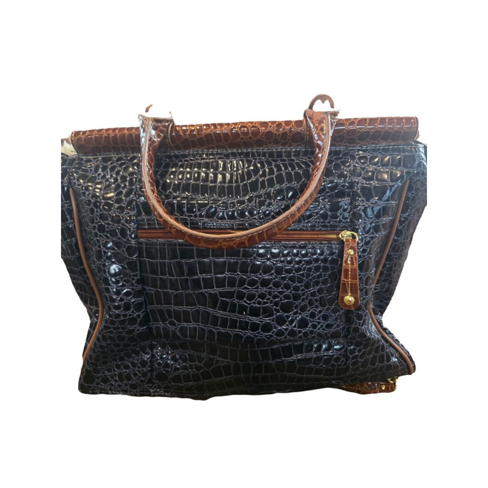 Samantha Brown Navy& Brown Croc-Embossed Dowel Bag - Picture 3 of 11